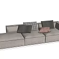 Modern Light Gray Three Seater Sofa With Dark Gray Pink Checkered Cushions 3d model