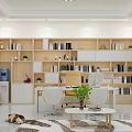 Modern Office Interior With Bookshelves Desk Computer Sofa Plants And Window View 3d model