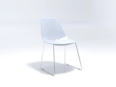Modern White Leisure Chair With Perforated Backrest And Metal Legs In Minimalist Design 3d model