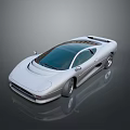 Modern White Sports Car With Streamlined Design Reflective Surface Wheels And Body Lines