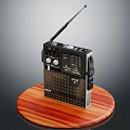 Sony Black Portable Radio With Antenna On Round Wooden Display Base