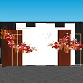 Elegant Wedding Decor With Red Orange Flowers White Brown Backdrop And Gold Frames