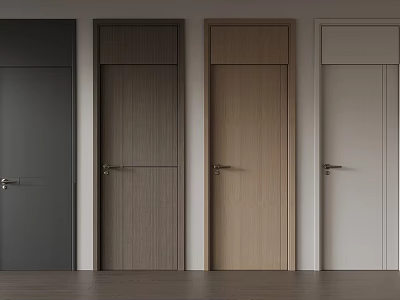 Modern Hinged Doors with Various Wood Tones and Neutral Color Finishes 3d model