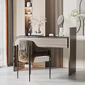 Elegant Modern Desk Setup With Chair Mirror Vase And Decor