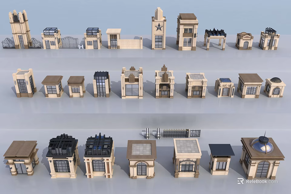 Various Architectural Models With Different Building Designs And Components Collection 3d model 
