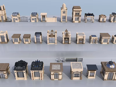 Various Architectural Models With Different Building Designs And Components Collection 3d model