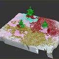 Three Small Pine Trees Growing On Snowy Ground In Winter Setting 3d model