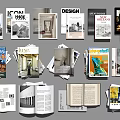 Assorted Design Home Art Magazines And Books With Open Pages And Colorful Covers
