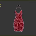 Red Halter Neck Bodycon Dress For Women Fashionable Daily Casual Wear
