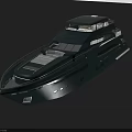 Modern Luxury Yacht With Sleek Dark Green Exterior Upper Deck And Spacious Deck Area