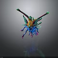 Colorful Fantasy Animal with Blue Body Vibrant Wings Yellow Decorations and Pink Claws