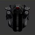Futuristic Motorcycle With Sleek Metallic Body Black And Orange Engine Details On Reflective Surface