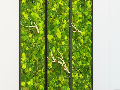 Botanical Painting With Green Plants Yellow Flowers And Natural Branches Design 3d model
