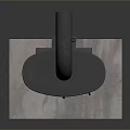 Traditional Black Cast Iron Stove With Tall Chimney And White Base