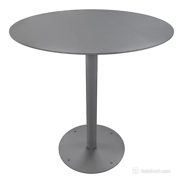 Gray Round Modern Accent Table With Single Column Base And Smooth Surface 3d model 