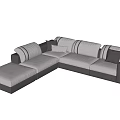 Modern Gray L shaped Sectional Sofa with Soft Upholstery and Decorative Pillows 3d model