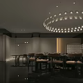 Luxury Private Room Interior Design With Chandelier Sofa And Dining Table Seats 3d model