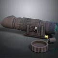 Vintage Worn Optical Telescope With Cap And Small Parts On Gray Surface