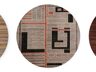 Modern Round Carpet Red brown Abstract Pattern Round Carpet Combination 3d model