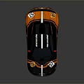 Black And Orange Striped Racing Car With Number 57 Aerodynamic Design