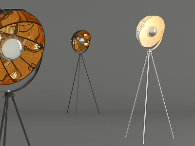 Modern Decorative Floor Lamps With Tripod Stands And Various Shade Designs 3d model