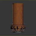 Orange Cylindrical Industrial Equipment With Vertical Ridges And Metallic Base