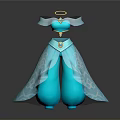 Blue Decorative Household Item With Angelic Halo And Flowy Skirt Design