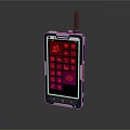 Industrial Handheld Terminal With Antenna And Red Icons On Touchscreen