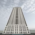 Modern Skyscraper Architectural Design With Glass Windows And Cloudy Sky