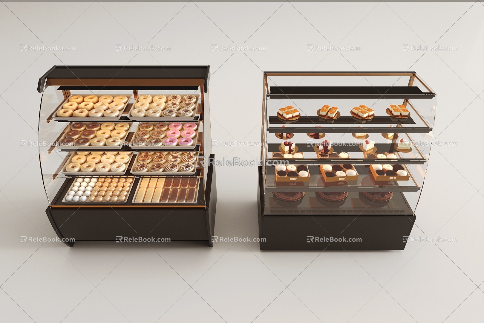 Dessert Bakery Showcase Cake Shop Shelf Showcase Container model