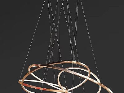 Artistic Modern Chandelier With Intertwined Metal Rings And Hanging Cables 3d model