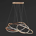 Artistic Modern Chandelier With Intertwined Metal Rings And Hanging Cables