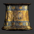 Traditional Style Decorative Furniture With Gold Blue Patterns Black Top And Hexagonal Base