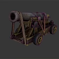Ancient Cannon With Wooden Carriage Metal Barrel And Iron Wheels