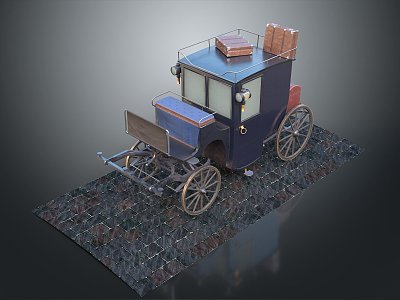 Retro carriage luxury carriage four-wheeled carriage 3d model