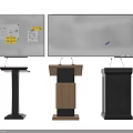 Three Varied Podium Styles Featuring Whiteboard And Bulletin Board For Presentations
