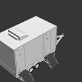 White Mobile Service Trailer with Service Menu Doors Two Side Stairs and Dual Wheels
