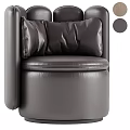 Modern Single Sofa With Dark Gray Leather Upholstery And Comfortable Armrest 3d model