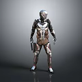 Smart Machine Featuring Futuristic Metallic Armor And Humanoid Standing Posture 3d model