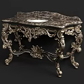 Luxurious Bathroom Vanity With Marble Countertop And Ornate Metal Frame Design