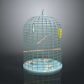 Light Blue Metal Frame Birdcage With Wooden Perch And Base Tray For Pet Supplies