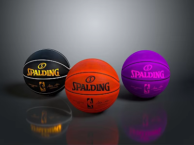 Spalding NBA Basketballs with Black Orange Purple Colors and Logo Design 3d model