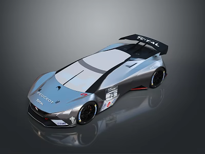 Toyota Sleek Race Car With Rear Spoiler And Silver Reflective Body Design 3d model