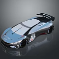 Toyota Sleek Race Car With Rear Spoiler And Silver Reflective Body Design