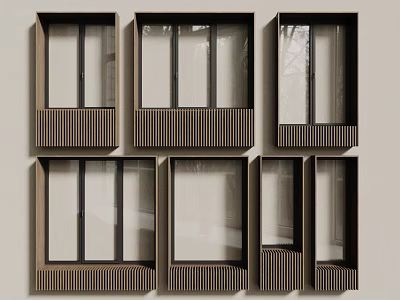 modern windows aluminum alloy windows casement windows floor-to-ceiling windows 3d model