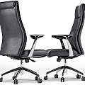 Ergonomic Black Leather Office Chair With High Back Armrests And Swivel Wheels