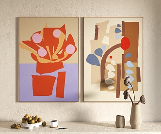 Modern abstract painting hanging painting decorative painting 3d model