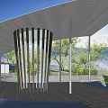 Modern gallery shaped landscape gallery curved gallery whale sketch 3d model