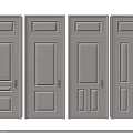 Modern Gray Hinged Doors With Various Panel Styles And Golden Handles 3d model