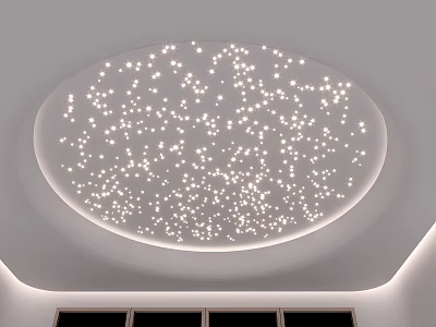 Modern Ceiling With Round Star Like Lights Design 3d model